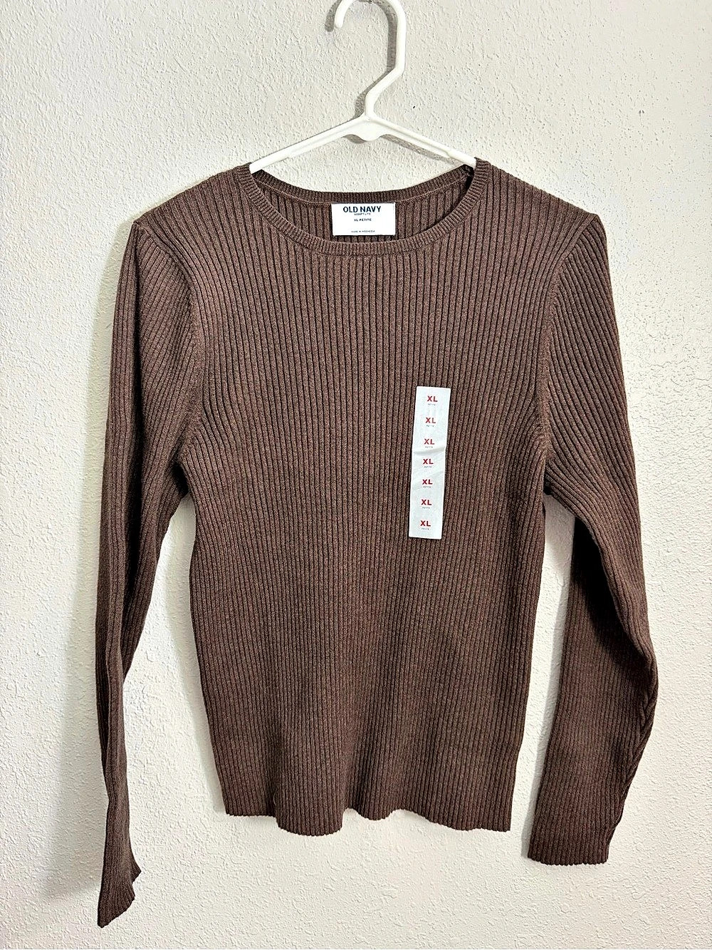 Old Navy SoSoft Lite Rib Crew-Neck Sweater Ribbed Crewneck Sweater in Brown XL